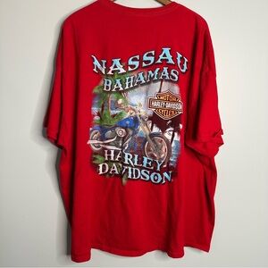 Harley Davidson T-shirt Men’s 4XL Nassau Biker Y2K Tropical Bahamas Graphic Red